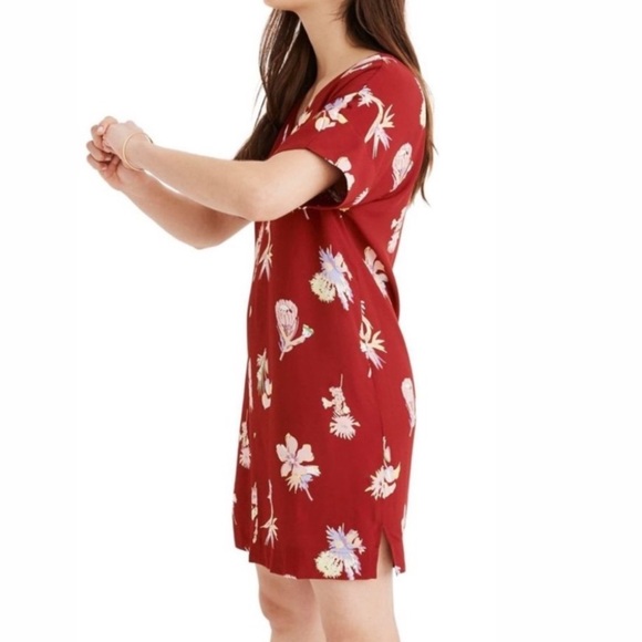 Madewell Red Tropical Print Floral Dress Medium - Picture 4 of 15